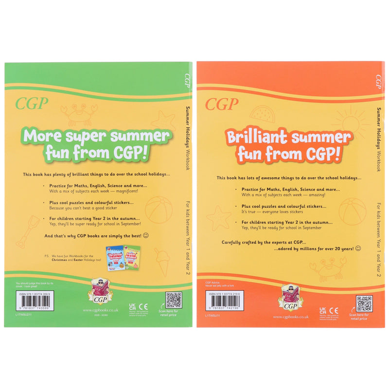 CGP Summer Holidays Activity Workbook (For kids between Year 1 & Year 2) With 100+ Stickers: 2 Books Set - Paperback 5-7 Coordination Group Publications Ltd (CGP)