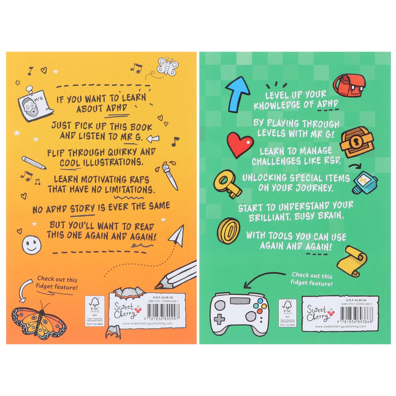 ADHD: Rapped Up! and Levelled Up! by Jamie Gilbert 'Mr G' 2 Books Collection Set - Ages 9-12 - Paperback (Learn about ADHD with Free Audio Book & Movement Break) 9-14 Sweet Cherry Publishing