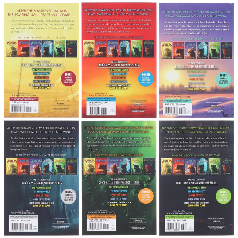 Warrior Cats by Erin Hunter: Series 4 Omen of the Stars 6 Books Collection Set - Ages 8-12 - Paperback 9-14 HarperCollins Publishers