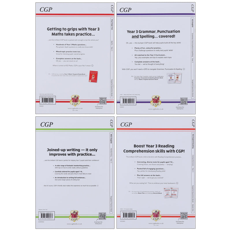 CGP KS2 (Year 3) Targeted Question and Practice Bundle 4 Books Collection Set - Ages 7-8 - Paperback 7-9 Coordination Group Publications Ltd (CGP)