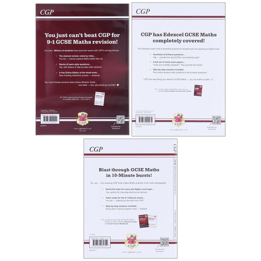 CGP GCSE Maths Edexcel Exam Revision Guide: Higher Level (Includes Online Edition, Videos & Quizzes) 3 Books Set - Paperback Young Adult Coordination Group Publications Ltd (CGP)