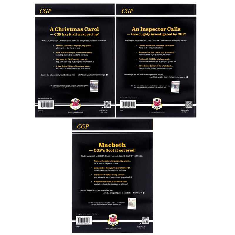 CGP GCSE English Literature Text Guide Collection 3 Books Set - Paperback (Includes Online Edition & Quizzes) Young Adult Coordination Group Publications Ltd (CGP)