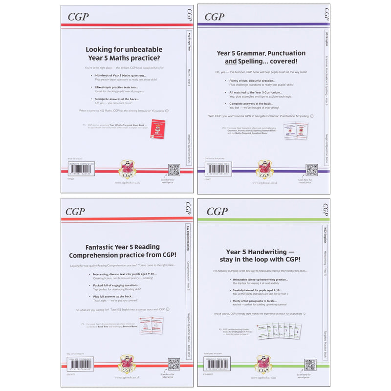 CGP KS2 (Year 5) Targeted Question and Practice Bundle 4 Books Collection Set - Ages 9-10 - Paperback 9-14 Coordination Group Publications Ltd (CGP)
