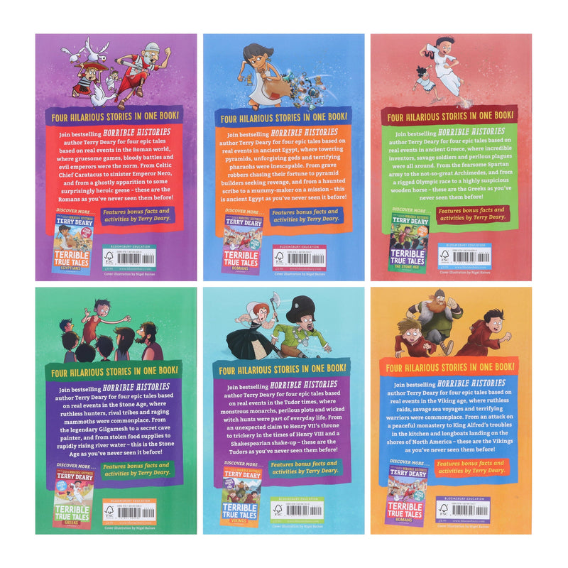 Terrible True Tales By Terry Deary: 6 Books (4 Books in 1) Collection Set - Ages 7-9 - Paperback 7-9 Bloomsbury Publishing