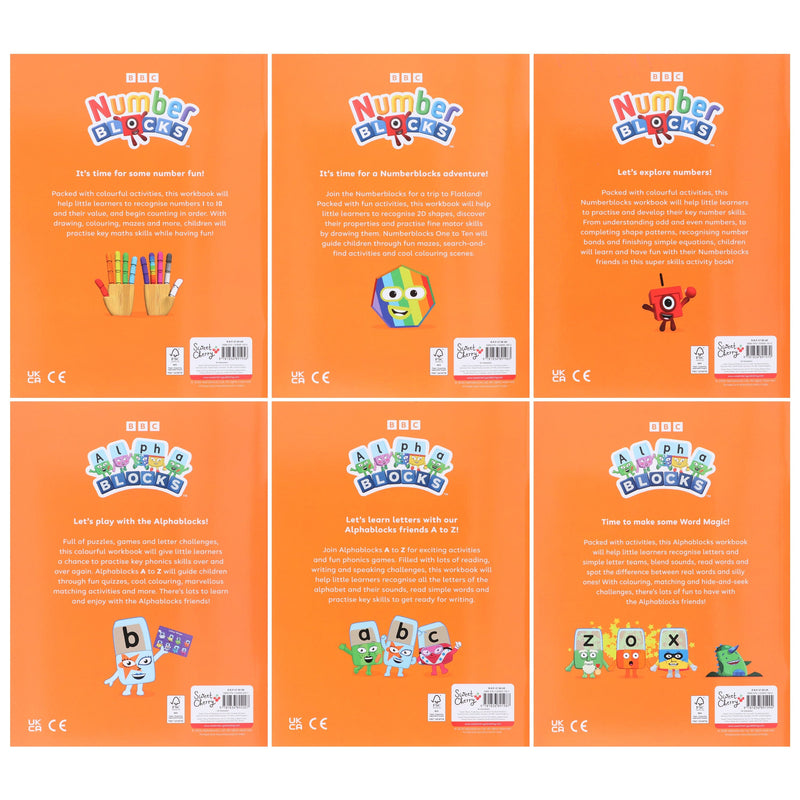 Numberblocks and Alphablocks (Orange: Level 2) Collection 6 Workbooks Set With Fun Stickers - Ages 3-5 - Paperback 3-5 Sweet Cherry Publishing