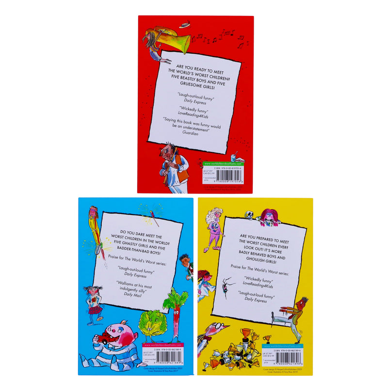 World's Worst Children by David Walliams 3 Books Collection Set - Ages 7+ - Paperback 7-9 HarperCollins Publishers