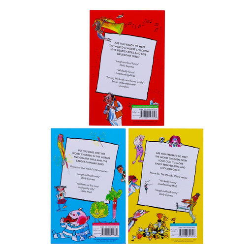 World's Worst Children by David Walliams 3 Books Collection Set - Ages 7+ - Paperback 7-9 HarperCollins Publishers