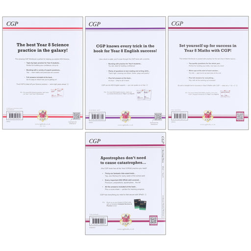 CGP KS3 (Year 8) Targeted Workbook Bundle (Includes Answers) 4 Books Collection Set - Paperback 9-14 Coordination Group Publications Ltd (CGP)