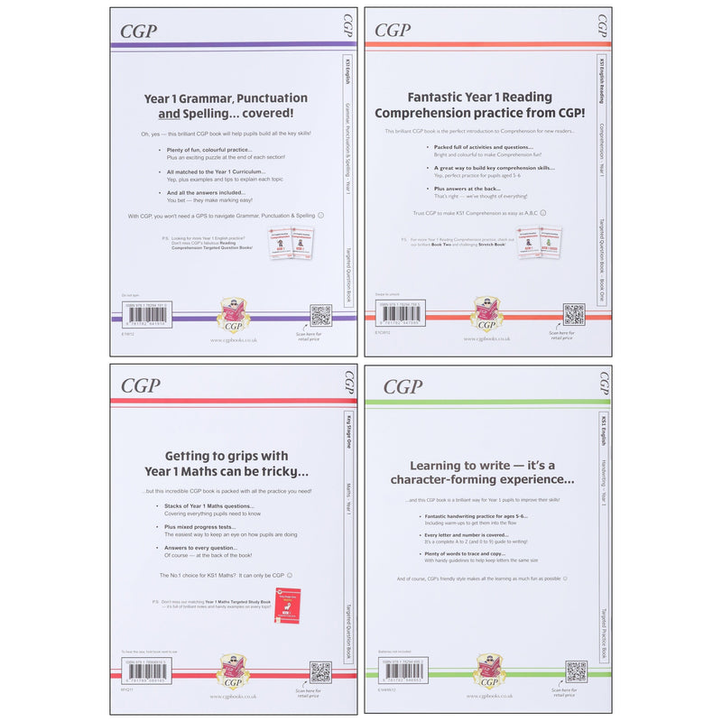 CGP KS1 (Year 1) Targeted Question and Practice 4 Books Collection Set - Ages 5-6 - Paperback 5-7 Coordination Group Publications Ltd (CGP)