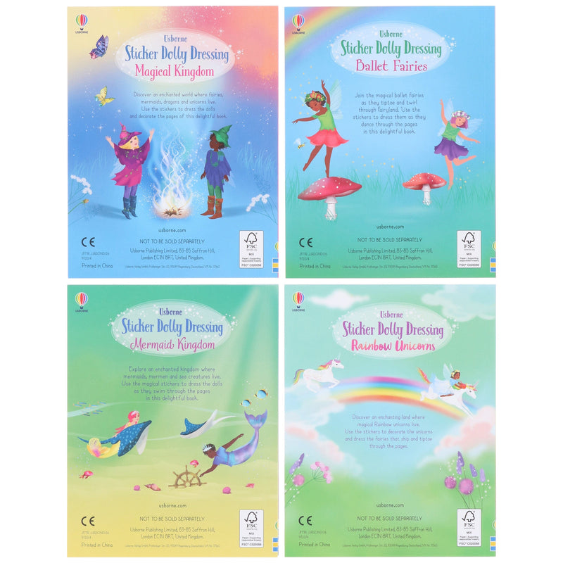 Usborne: Sticker Dolly Dressing Magical Activity Pack By Fiona Watt 4 Books Collection Box Set - Ages 5+ - Paperback 5-7 Usborne Publishing Ltd