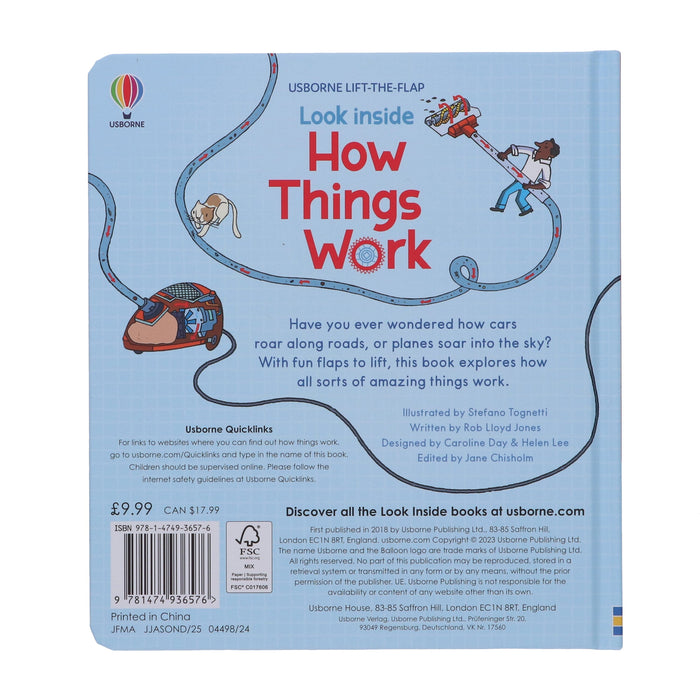 Usborne Lift-The-Flap Look Inside How Things Work by Rob Lloyd Jones - Ages 5+ - Board Book 5-7 Usborne Publishing Ltd