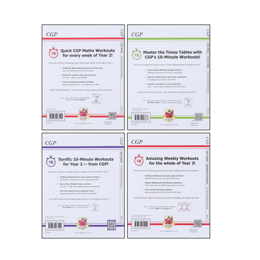 CGP KS1 (Year 2) 10-Minute Weekly Workouts Collection 4 Books Set - Ages 5-7 - Paperback 5-7 Coordination Group Publications Ltd (CGP)