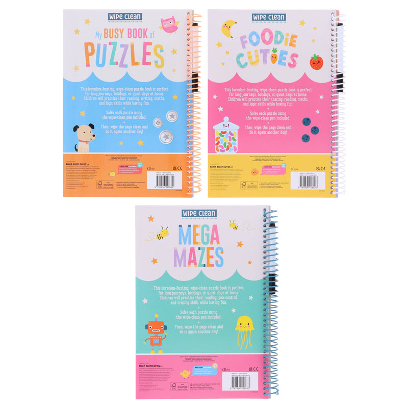 Wipe Clean: Kids' Holiday Travel Pack Assortment 3 Activity Books Collection Set - Ages 4+ - Paperback 3-5 Make Believe Ideas