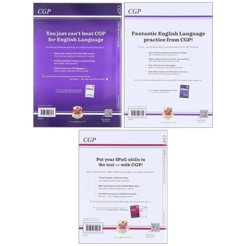 CGP GCSE AQA English Language Bundle: For Exams in 2026 and Beyond (Includes Videos & Answers) 3 Books Set - Paperback Young Adult Coordination Group Publications Ltd (CGP)
