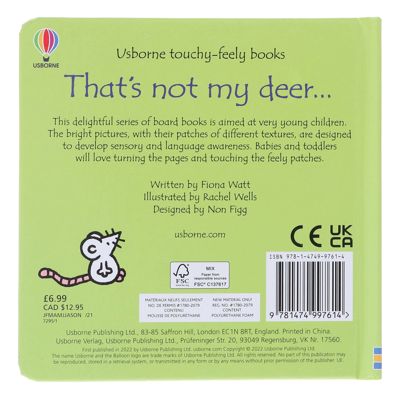 That's not my deer... by Fiona Watt (Usborne Touchy-Feely Books) - Ages 0-2 - Sprayed Edges Board Book 0-5 Usborne Publishing Ltd