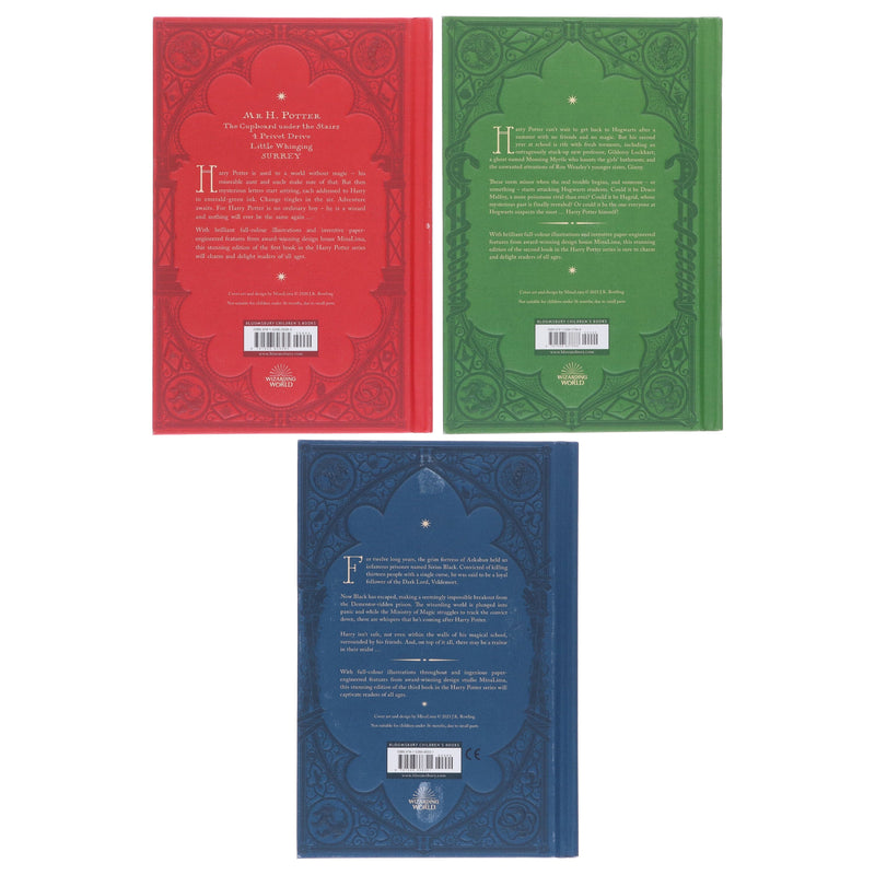 Harry Potter 1-3 Box Set: MinaLima Edition by J.K. Rowling 3 Books Collection Box Set – Ages 9+ – Hardback 9-14 Bloomsbury Publishing PLC