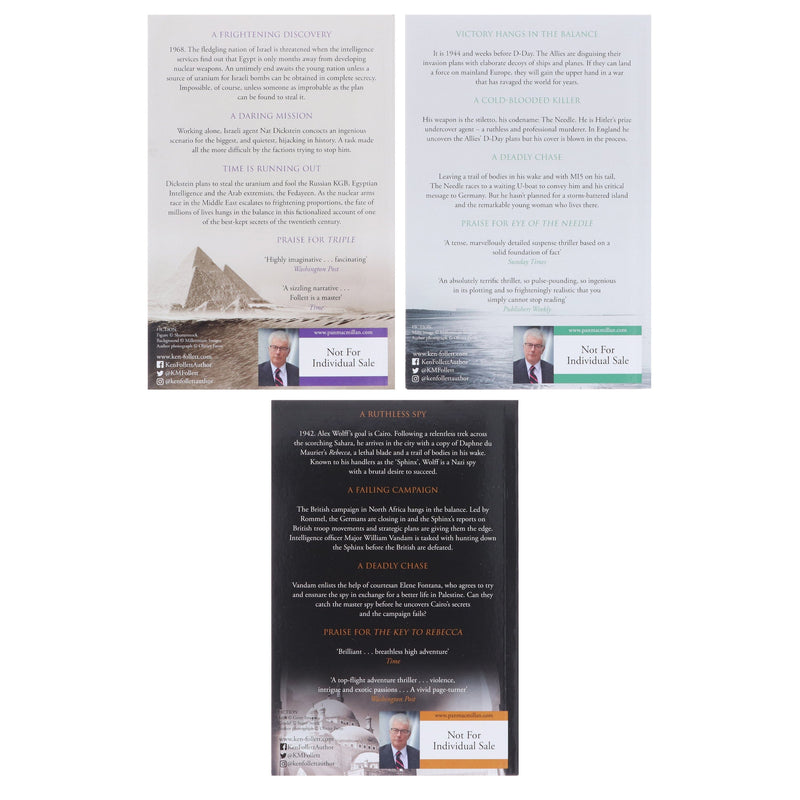 Ken Follett Collection (Eye of the Needle, The Key to Rebecca & Triple) 3 Books Set - Fiction - Paperback Fiction Pan Macmillan