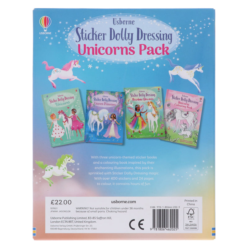 Usborne: Sticker Dolly Dressing Unicorns Pack by Fiona Watt 4 Books Collection Box Set - Ages 5+ - Paperback 5-7 Usborne Publishing Ltd