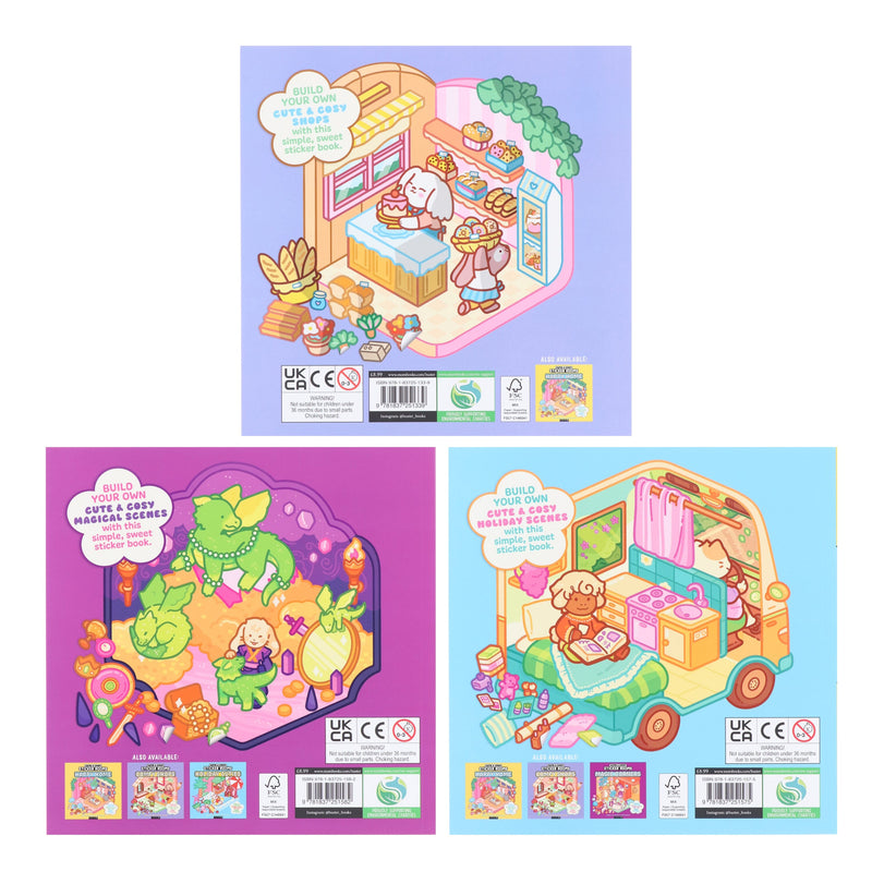 Cute & Cosy Sticker Rooms by Harry Alexander & Anna Guillet 3 Activity Books Set - Ages 6+ - Paperback 7-9 Buster Books