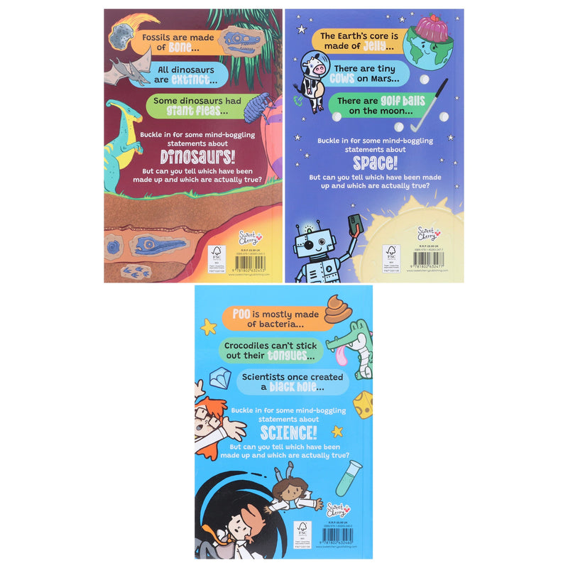 Fake or Fact? Series About (Dinosaurs, Space & Science) Illustrated 3 Books Collection Set (Includes a Free Audiobook!) - Ages 7-9 - Paperback 7-9 Sweet Cherry Publishing