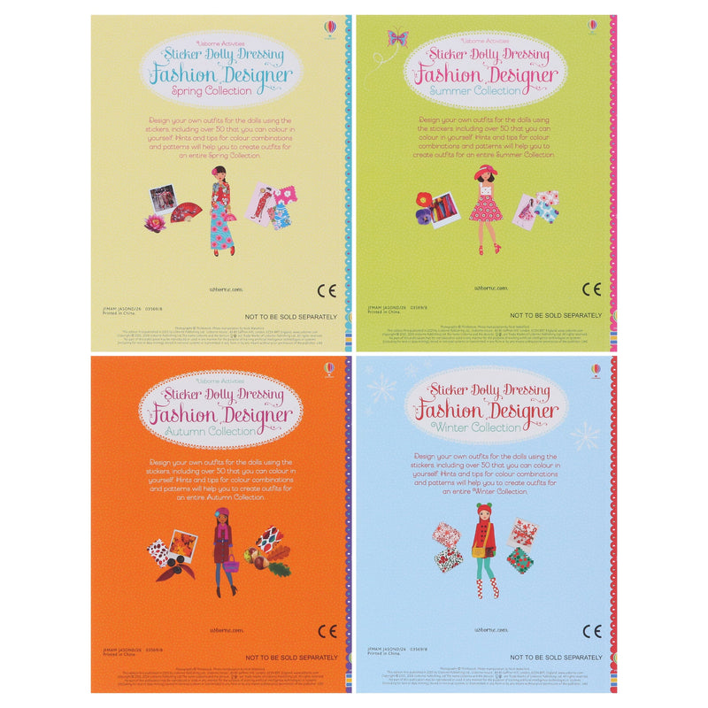 Usborne: Sticker Dolly Dressing Fashion Designer Activity Pack By Fiona Watt 4 Books Collection Box Set - Ages 7+ - Paperback 5-7 Usborne Publishing Ltd