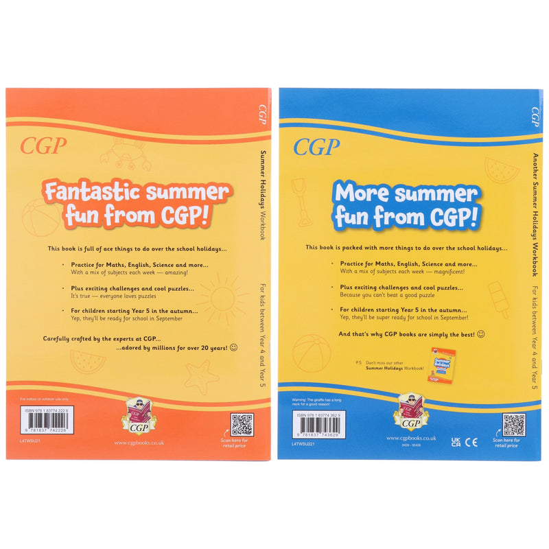 CGP Summer Holidays Activity Workbook (For kids between Year 4 & Year 5) 2 Books Set - Paperback 7-9 Coordination Group Publications Ltd (CGP)