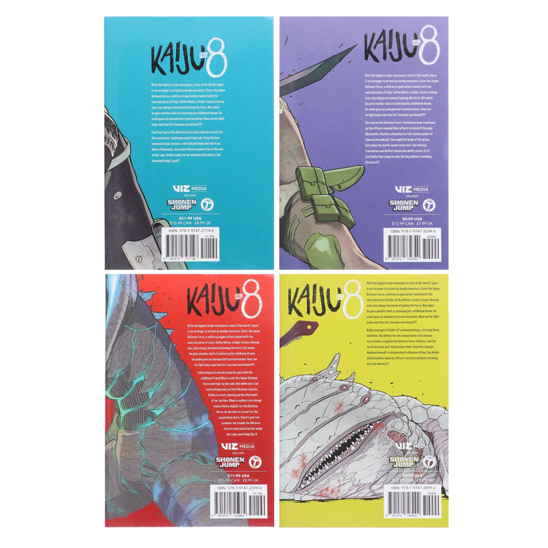 Kaiju No. 8 Series (Vol. 1-4) by Naoya Matsumoto 4 Books Collection Set - Manga - Paperback Graphic Novels Viz Media, LLC