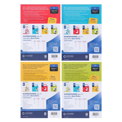 Bond 11+ Year 4 Assessment Practice Papers Collection 4 Books Set - Ages 8-9 - Paperback 7-9 OUP Oxford
