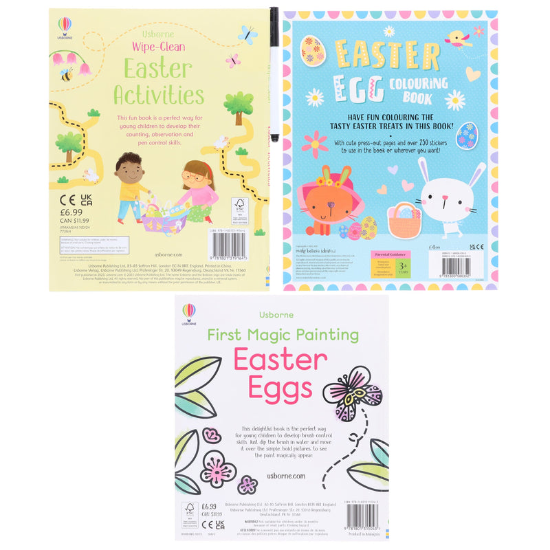 Easter Egg 3 Books Collection Set (First Magic Painting Easter Egg, Easter Egg Colouring Book & Wipe-Clean Easter Activities) - Ages 3-5 - Paperback 3-5 Usborne Publishing Ltd