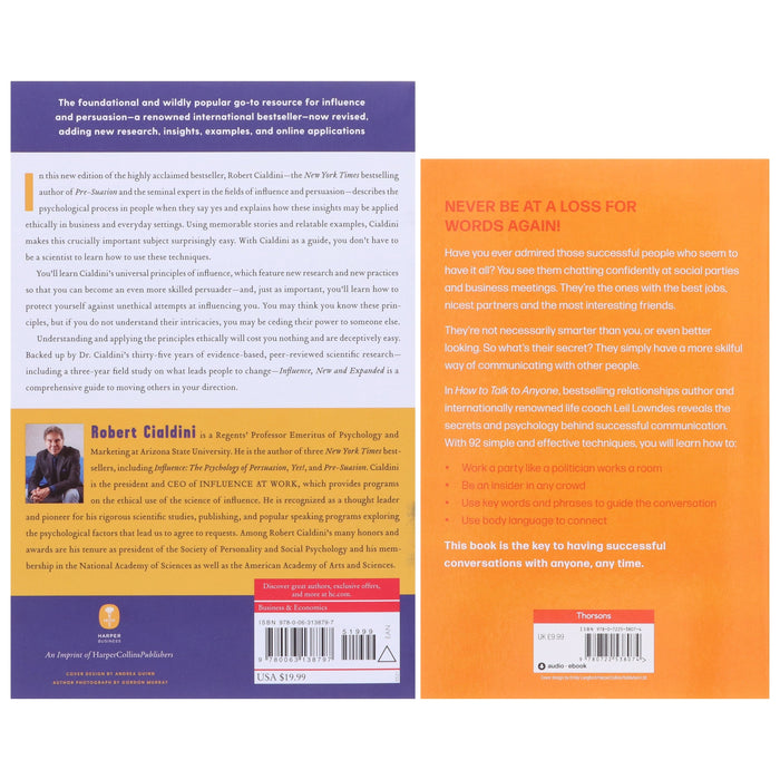 Influence: The Psychology of Persuasion & How to Talk to Anyone by Leil Lowndes & Robert B. Cialdini, PH.D. 2 Books Collection Set - Non Fiction – Paperback Non-Fiction HarperCollins Publishers