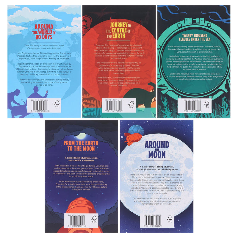The Classic Jules Verne Collection 5 Books Box Set - Ages 14+ - Paperback Fiction Arcturus Publishing Ltd