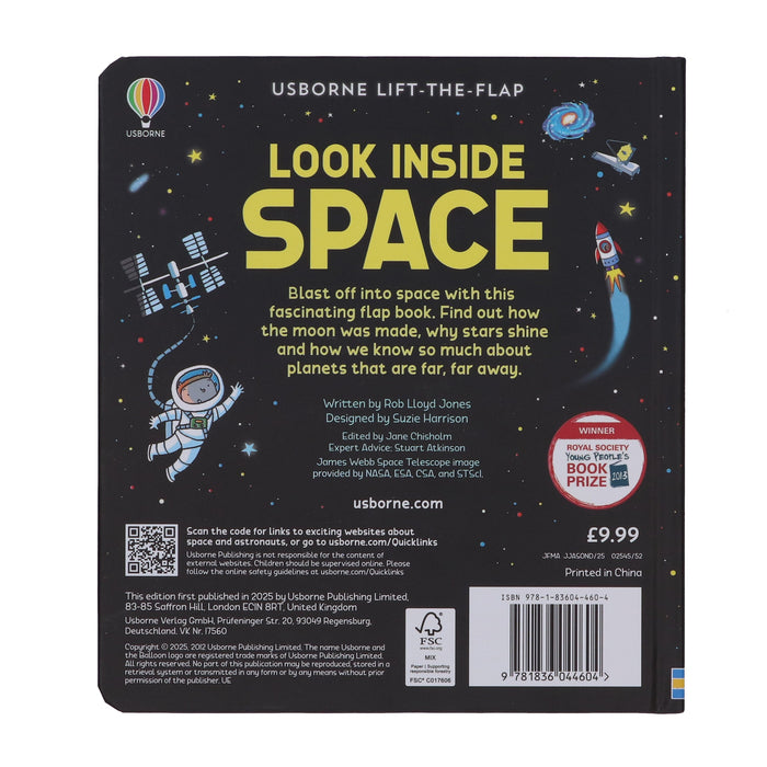 Usborne Lift-The-Flap Look Inside Space by Rob Lloyd Jones - Ages 5+ - Board Book 5-7 Usborne Publishing Ltd