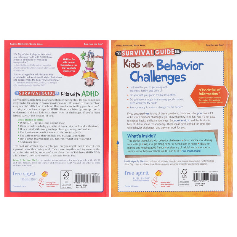 The Survival Guide for Kids Series: ADHD & Behavior Challenges 2 Books Collection Set - Ages 9-13 - Paperback 9-14 Free Spirit Publishing