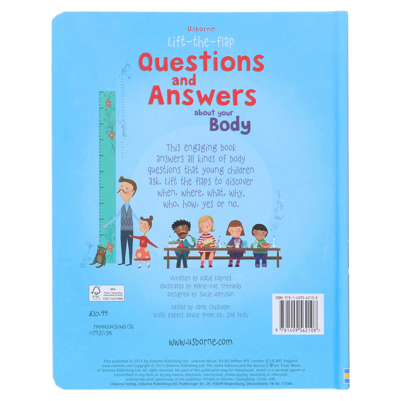 Usborne: Lift the Flap Questions & Answers about your Body by Katie Daynes - Ages 4+ - Board Book 3-5 Usborne Publishing Ltd