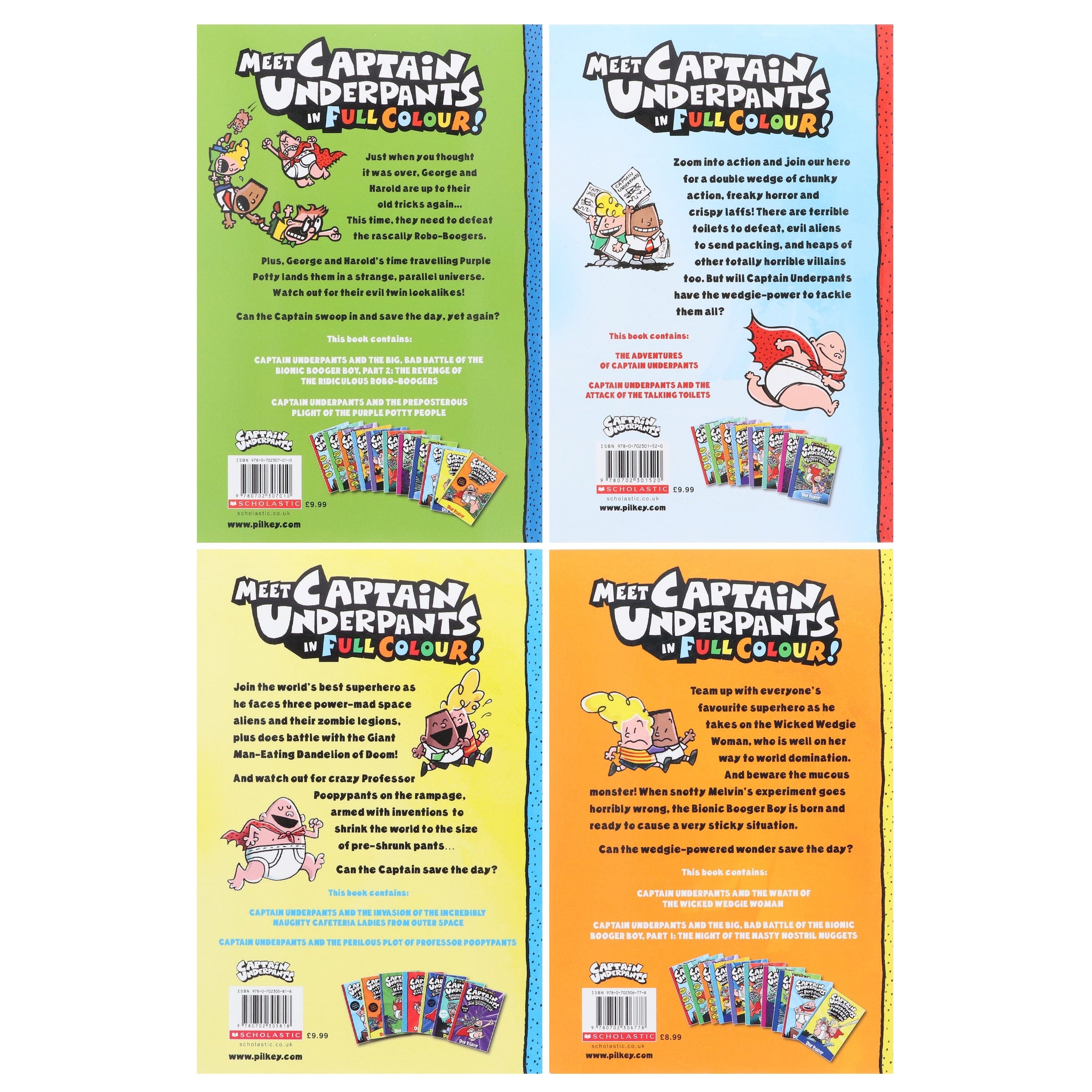 Captain Underpants Full Colour illustrated Series by Dav Pilkey: 4 Boo ...