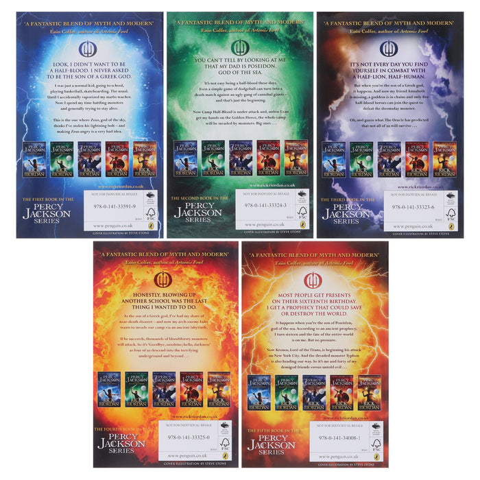 Percy Jackson Series by Rick Riordan 5 Books Collection Box Set - Ages 9-14 - Paperback 9-14 Penguin Random House