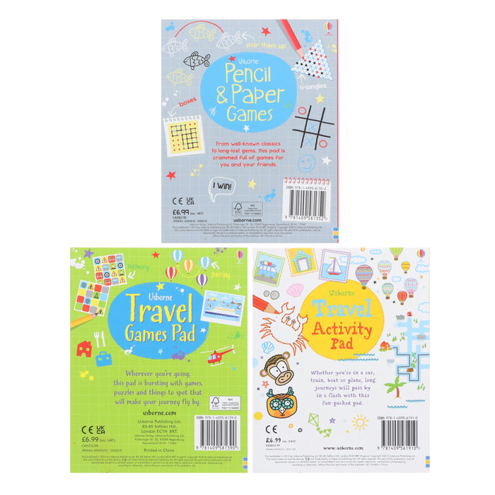 Usborne Travel Activity & Games Tear - Off Pads 3 Books Collection Set - Ages 4-9 - Paperback 5-7 Usborne Publishing Ltd