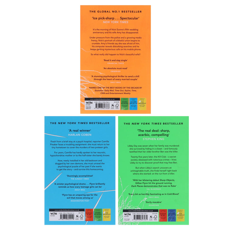 Gillian Flynn: Gone Girl, Sharp Objects & Dark Places 3 Books Collection Set - Fiction - Paperback Fiction W&N