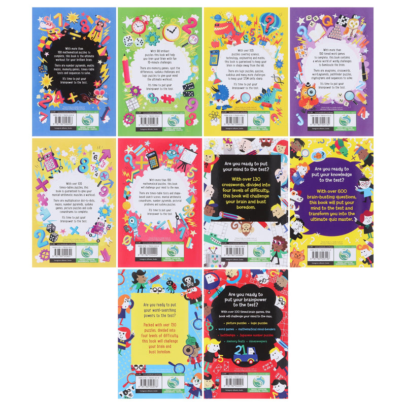 Brain Games For Clever Kids by Gareth Moore & Chris Dickason 10 Activity Books Collection Set - Ages 8-11 - Paperback 9-14 Buster Books