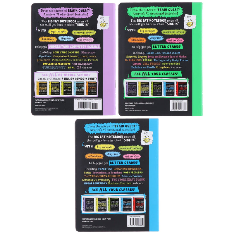 Big Fat Notebooks Series 3 Books Collection Set (The Complete Middle School Study Guide) - Non Fiction - Paperback Non-Fiction Workman Publishing
