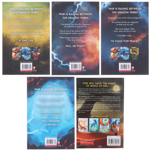 Wings of Fire Series 5 Books Collection Set by Tui T. Sutherland - Ages 8-12 - Paperback 9-14 Scholastic