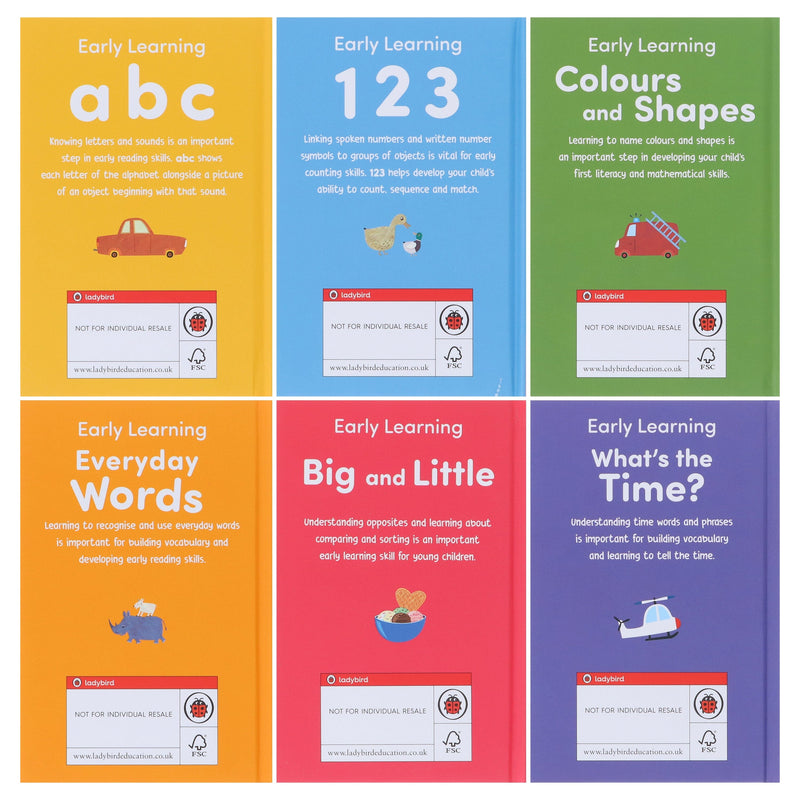 Ladybird Early Learning Library: 6 Books Collection Box Set - Ages 3+ - Hardback 3-5 Ladybird