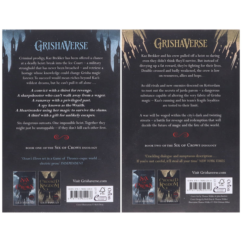 Grishaverse Six of Crows Duology by Leigh Bardugo 2 Books Collection Set - Ages 12-15 - Paperback Fiction Hachette