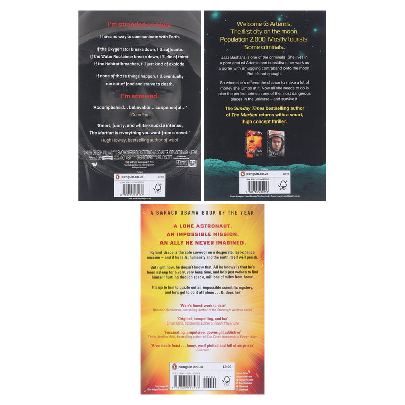 Andy Weir Collection (The Martian, Artemis & Project Hail Mary) 3 Books Set - Fiction - Paperback Fiction Penguin