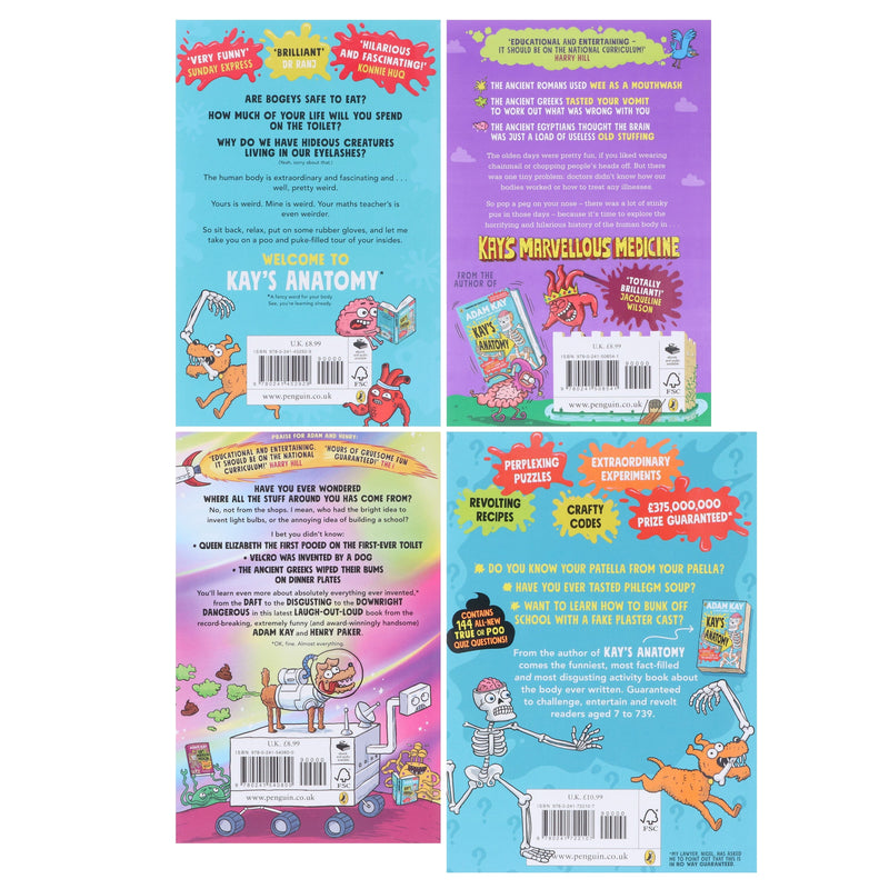 Adam Kay's Incredible Inventions, Marvellous Medicine, Anatomy & The Poo-Tastic Puzzle Book: 4 Books Collection Set - Ages 7+ - Paperback 7-9 Penguin Random House
