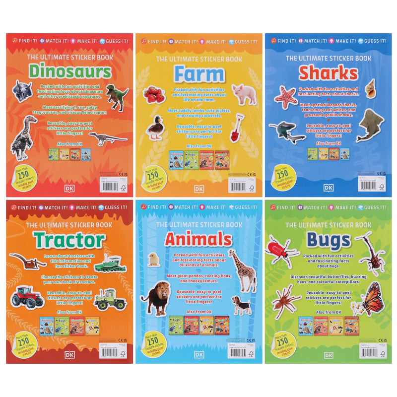 DK The Ultimate Sticker Book Series 6 Books Collection Set - Ages 5+ - Paperback 5-7 DK Children