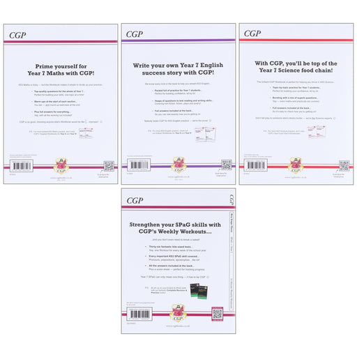 CGP KS3 (Year 7) Targeted Workbook Bundle (Includes Answers) 4 Books Collection Set - Paperback 9-14 Coordination Group Publications Ltd (CGP)