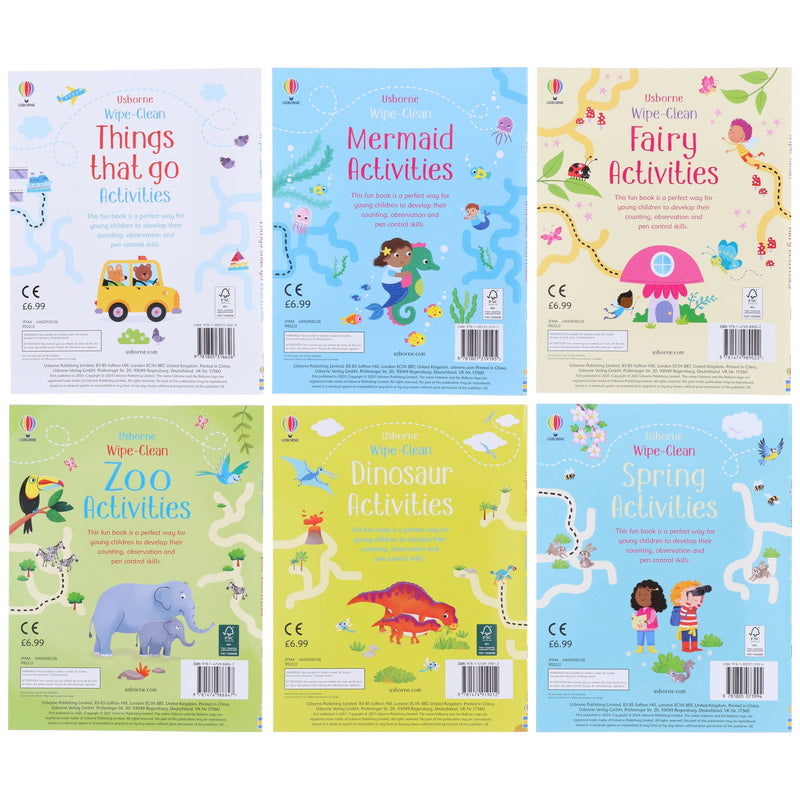 Usborne Wipe Clean Activities (1 Pen Included) By Kirsteen Robson 6 Books Collection Set - Ages 3+ - Paperback 0-5 Usborne Publishing Ltd