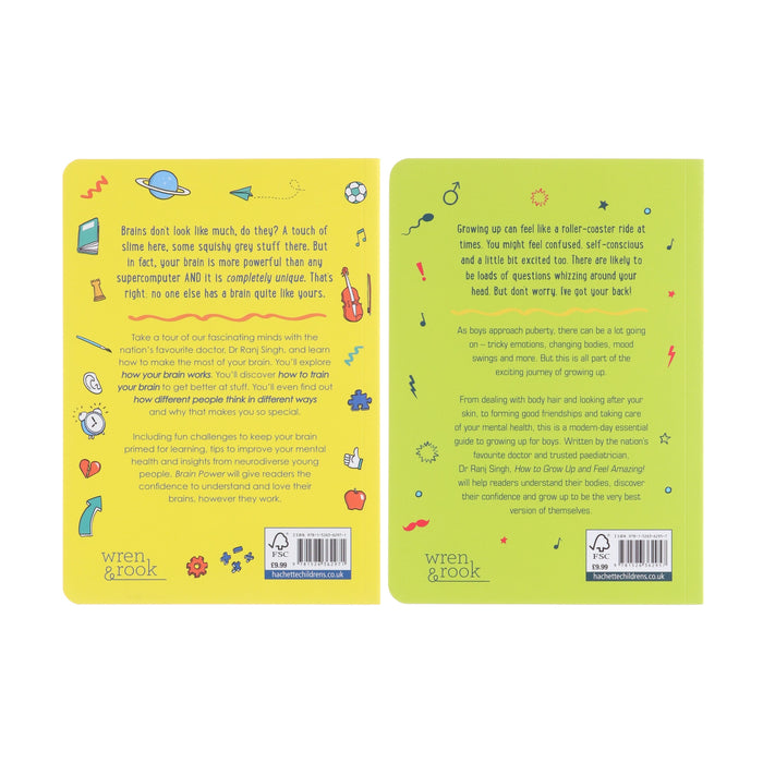 Dr Ranj Singh (Brain Power & How to Grow Up and Feel Amazing) 2 Books Collection Set - Ages 7-9 - Paperback 7-9 Hachette Children's Group