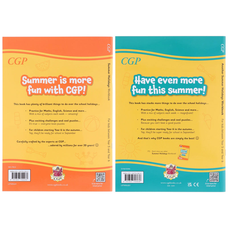 CGP Summer Holidays Activity Workbook (For kids between Year 5 & Year 6) 2 Books Set - Paperback 9-14 Coordination Group Publications Ltd (CGP)